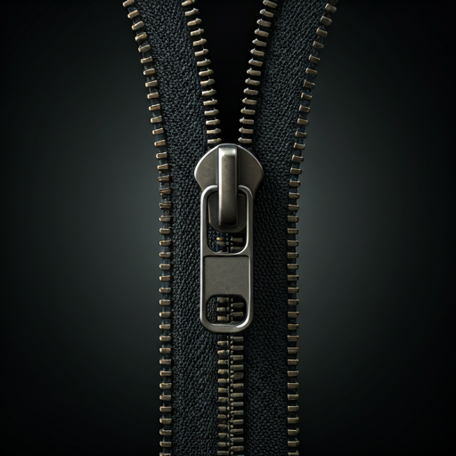 Premium metal zipper macro detail